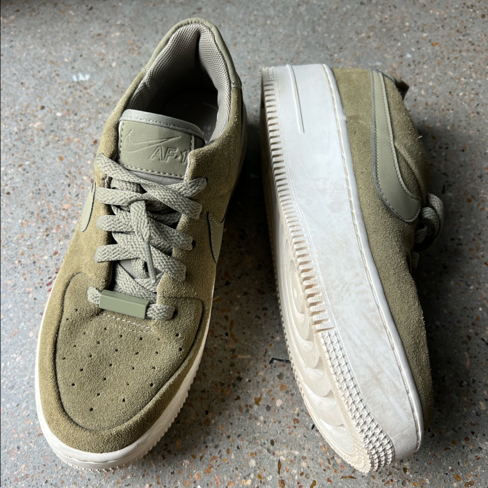green felt nike air force one sneakers